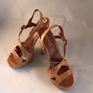 Ralph Lauren glazed cork platform heels size 8.5M